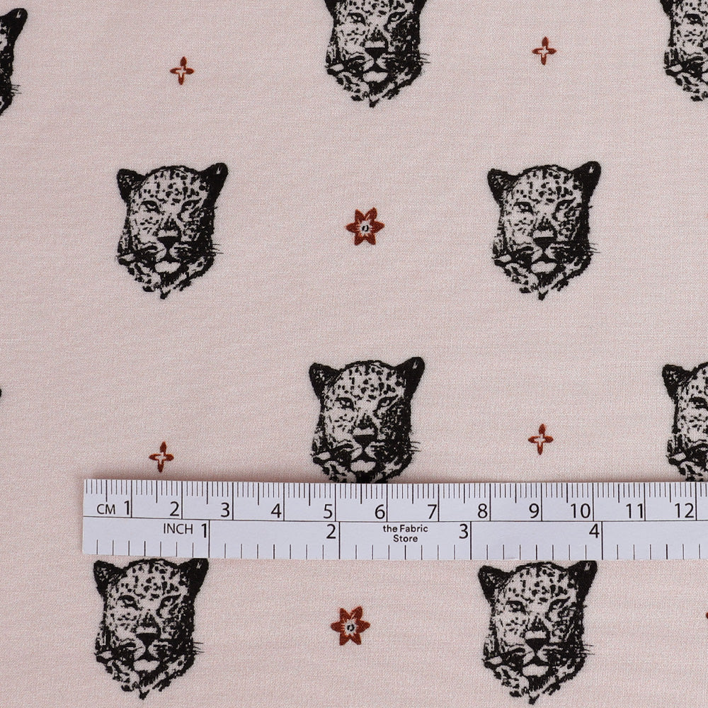 Leopard Motif Viscose Challis - Taffy