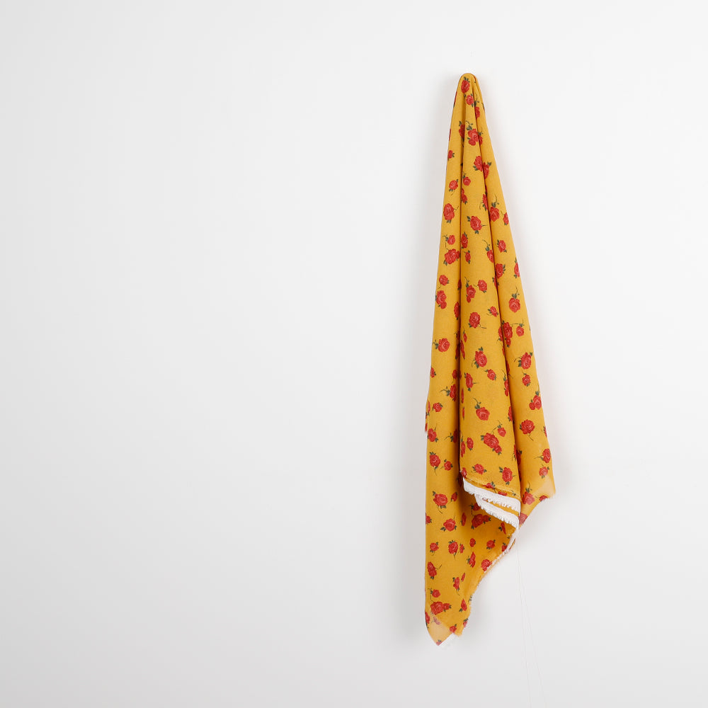 Small Rose Viscose Georgette - Dijon