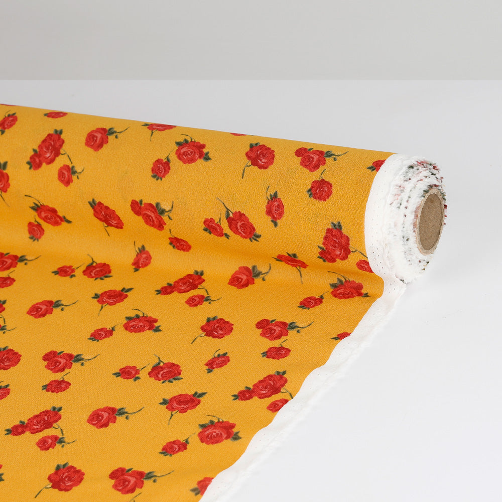 Small Rose Viscose Georgette - Dijon