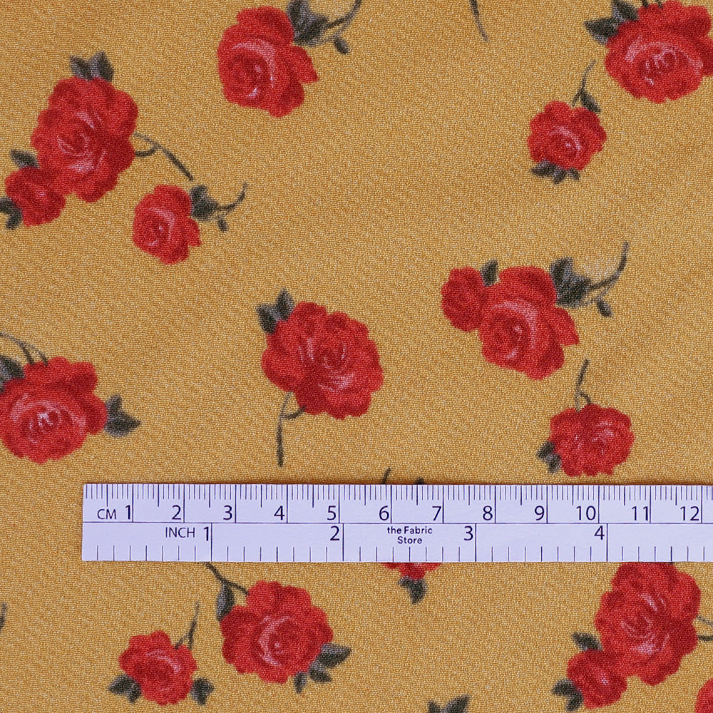 Small Rose Viscose Georgette - Dijon