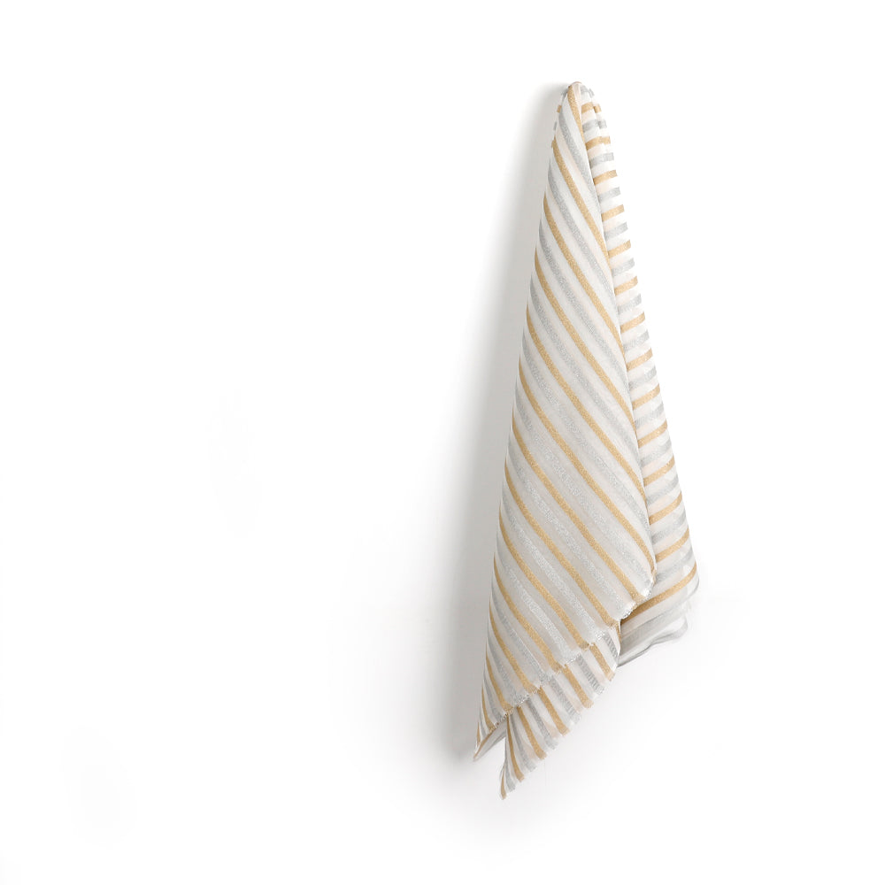 Metalic Weft Stripe Silk - Ivory
