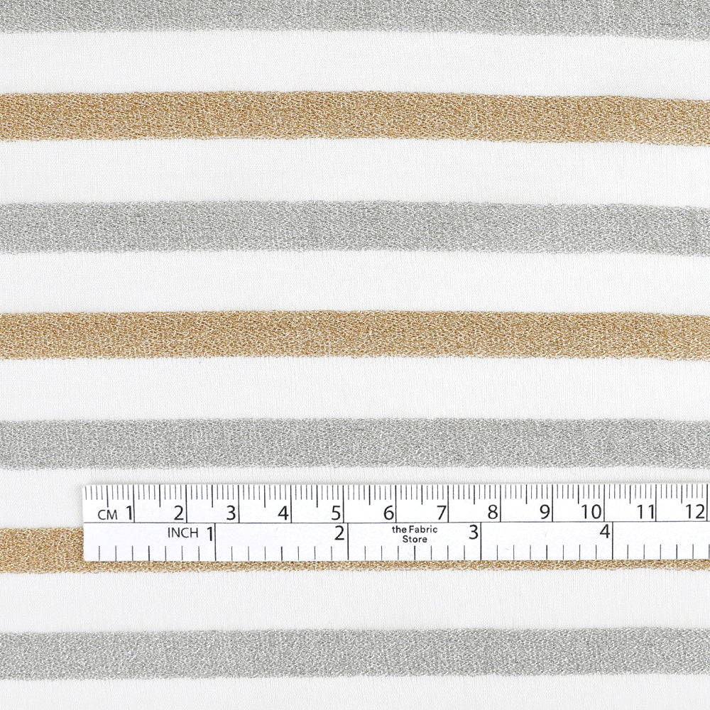 Metalic Weft Stripe Silk - Ivory