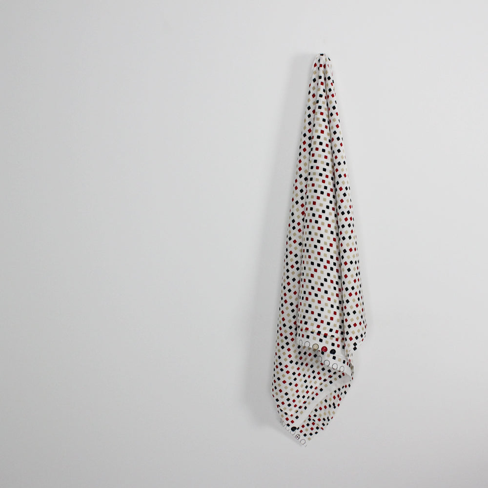 Square Print Poly Satin - Red