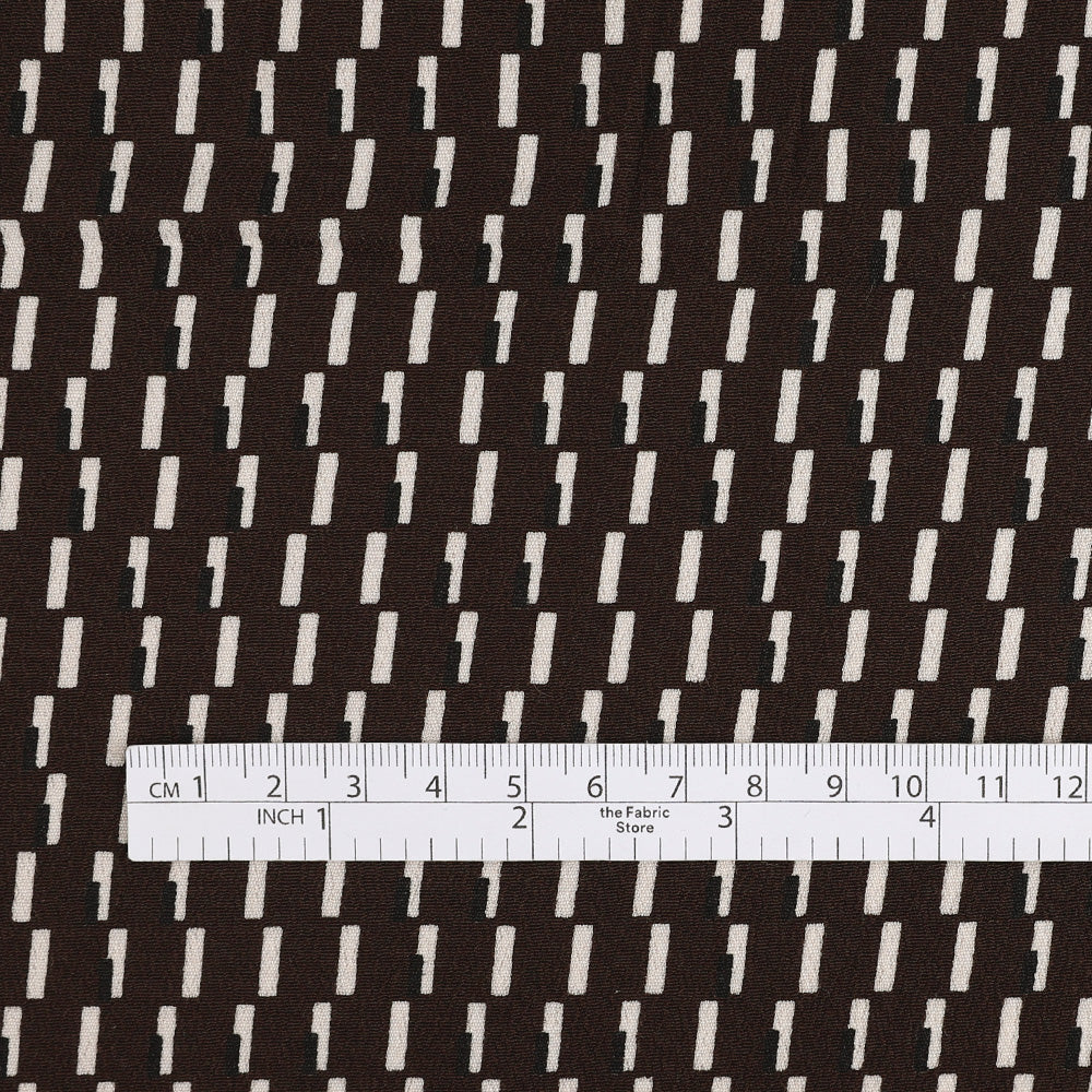 Staggered Block Viscose Crepe - Dark Chocolate