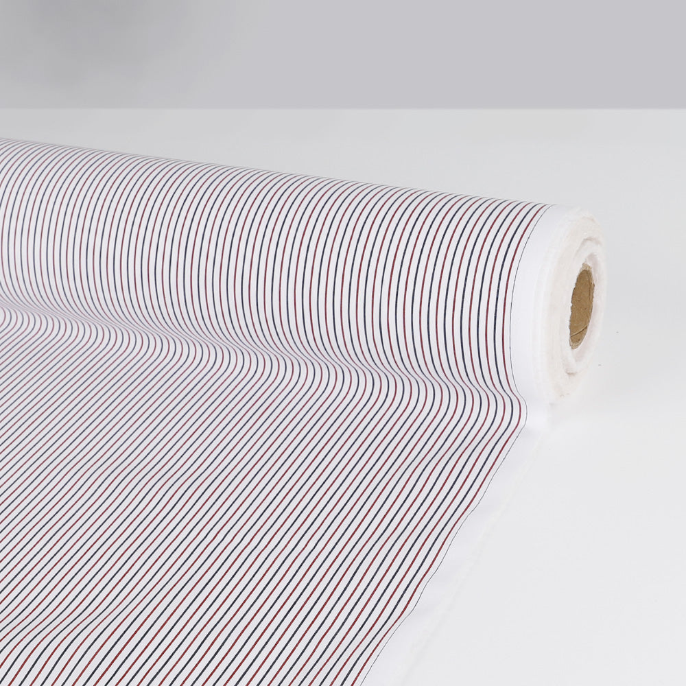 Stripe Cotton Shirting - Maroon / Ink