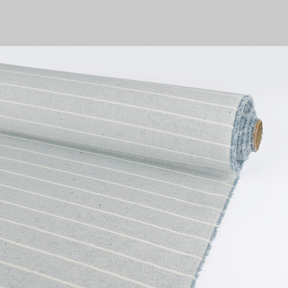 Upcycled Wide Striped Chambray – Blue/Ecru