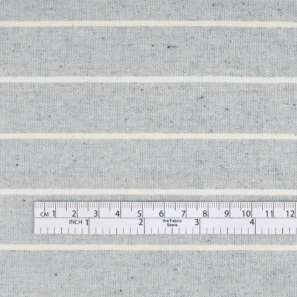 Upcycled Wide Striped Chambray – Blue/Ecru