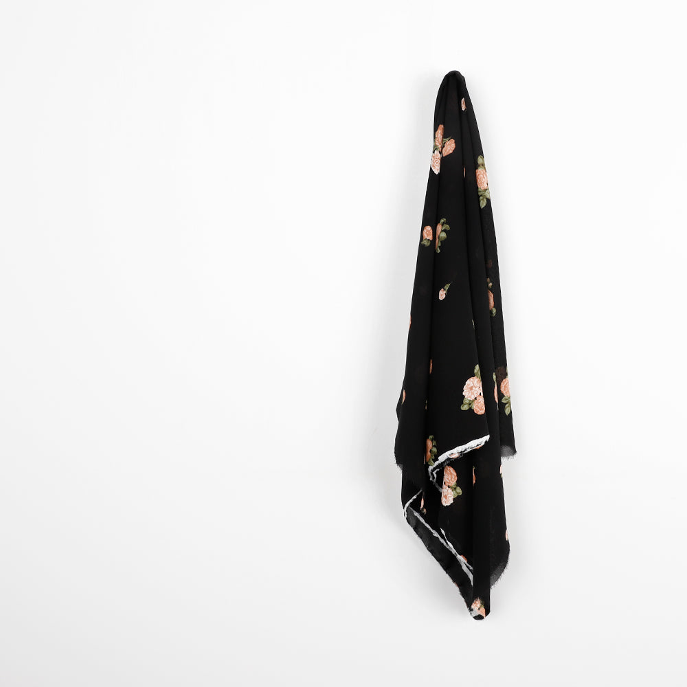 Vintage Rose Viscose Georgette - Black