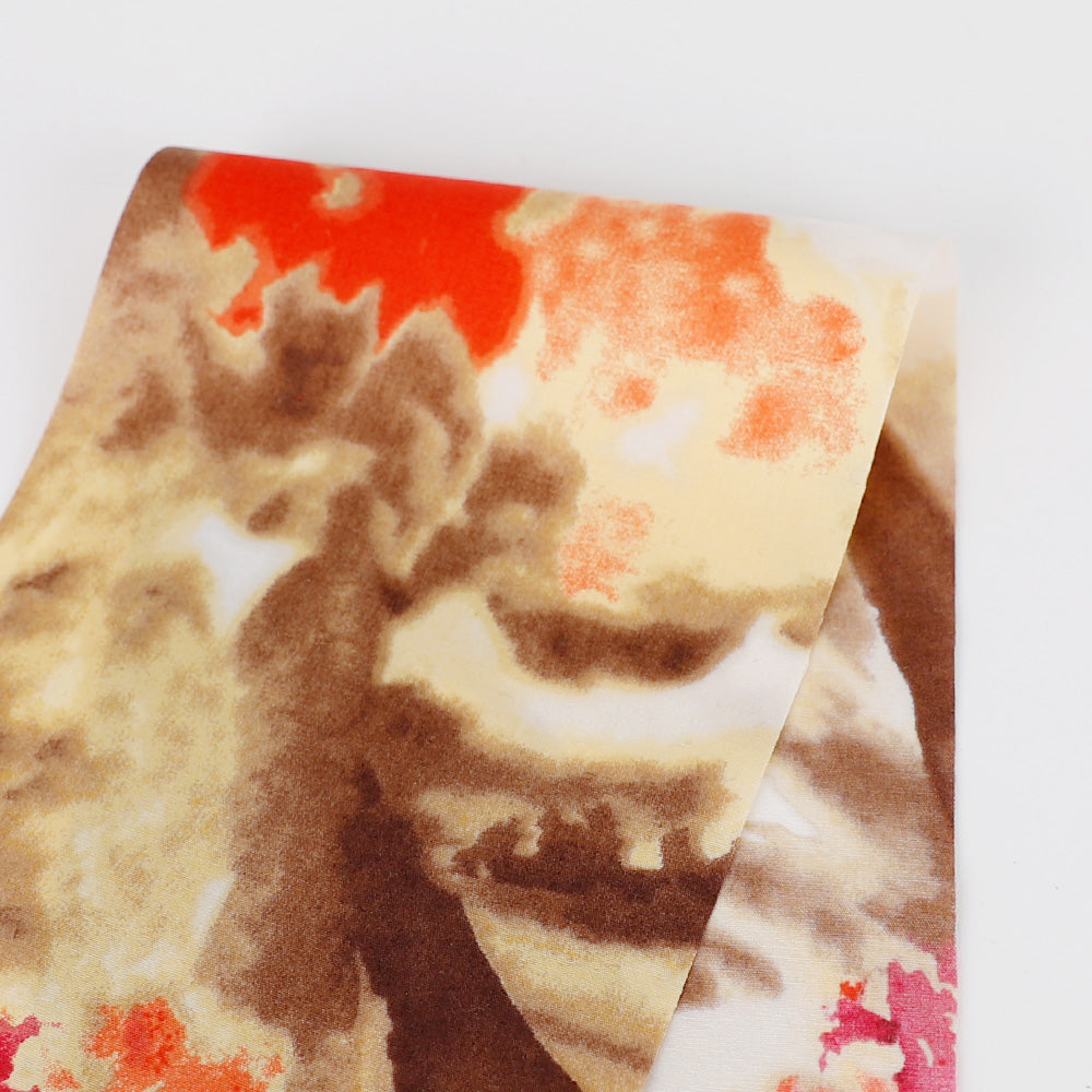 Watercolour Hibiscus Strech Cotton - Cerise