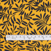 Lively Leaves Crinkle Gauze - Sunflower / Ink