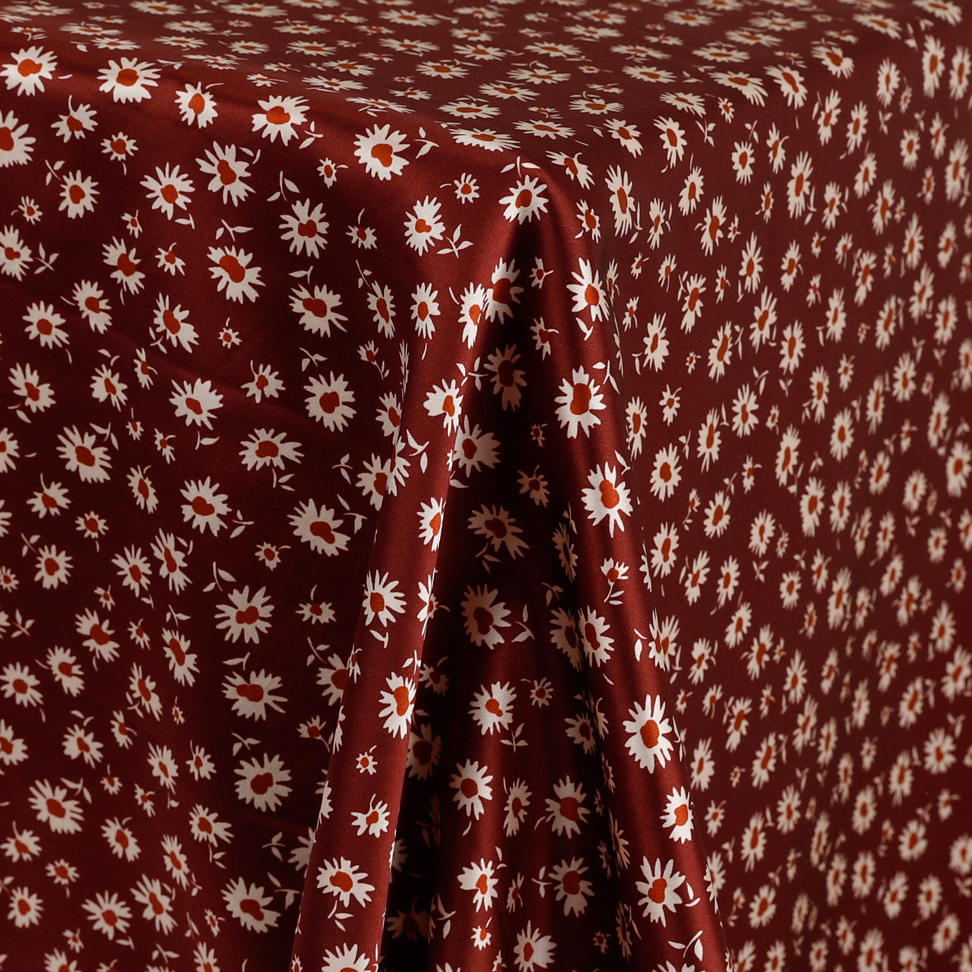 Vintage Daisy Silk Satin - Ruby