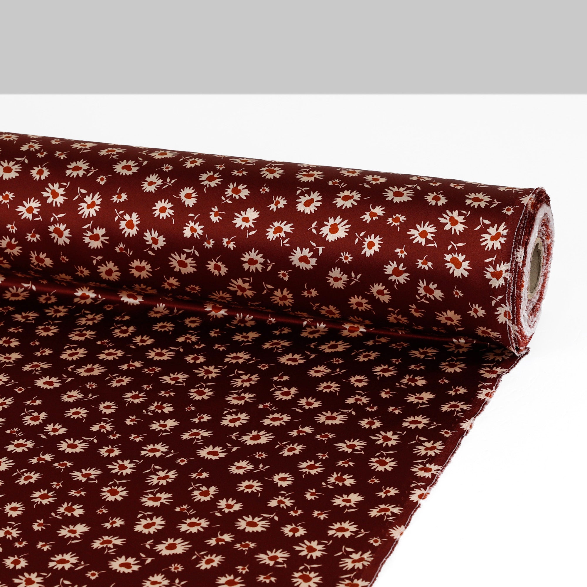 Vintage Daisy Silk Satin - Ruby