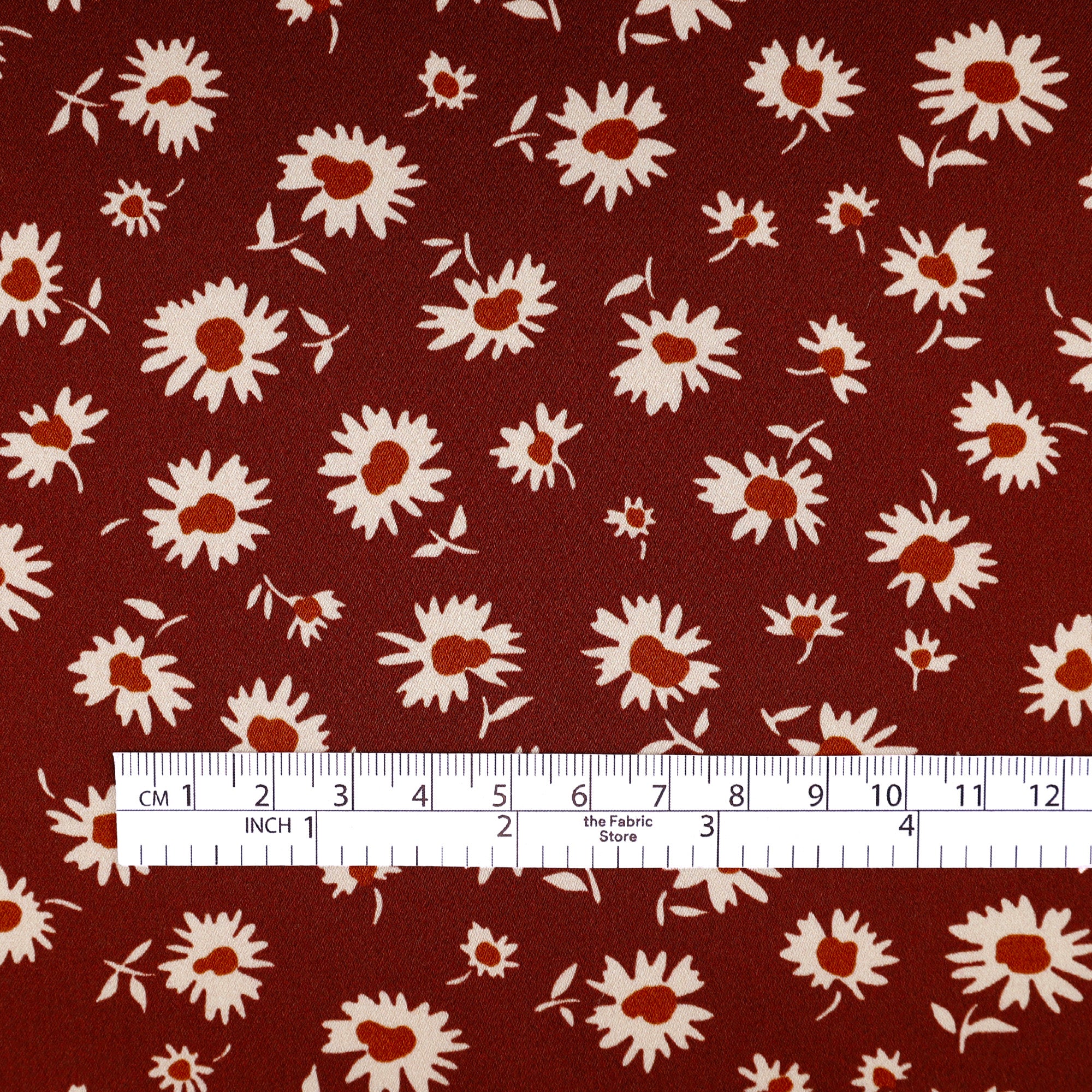 Vintage Daisy Silk Satin - Ruby