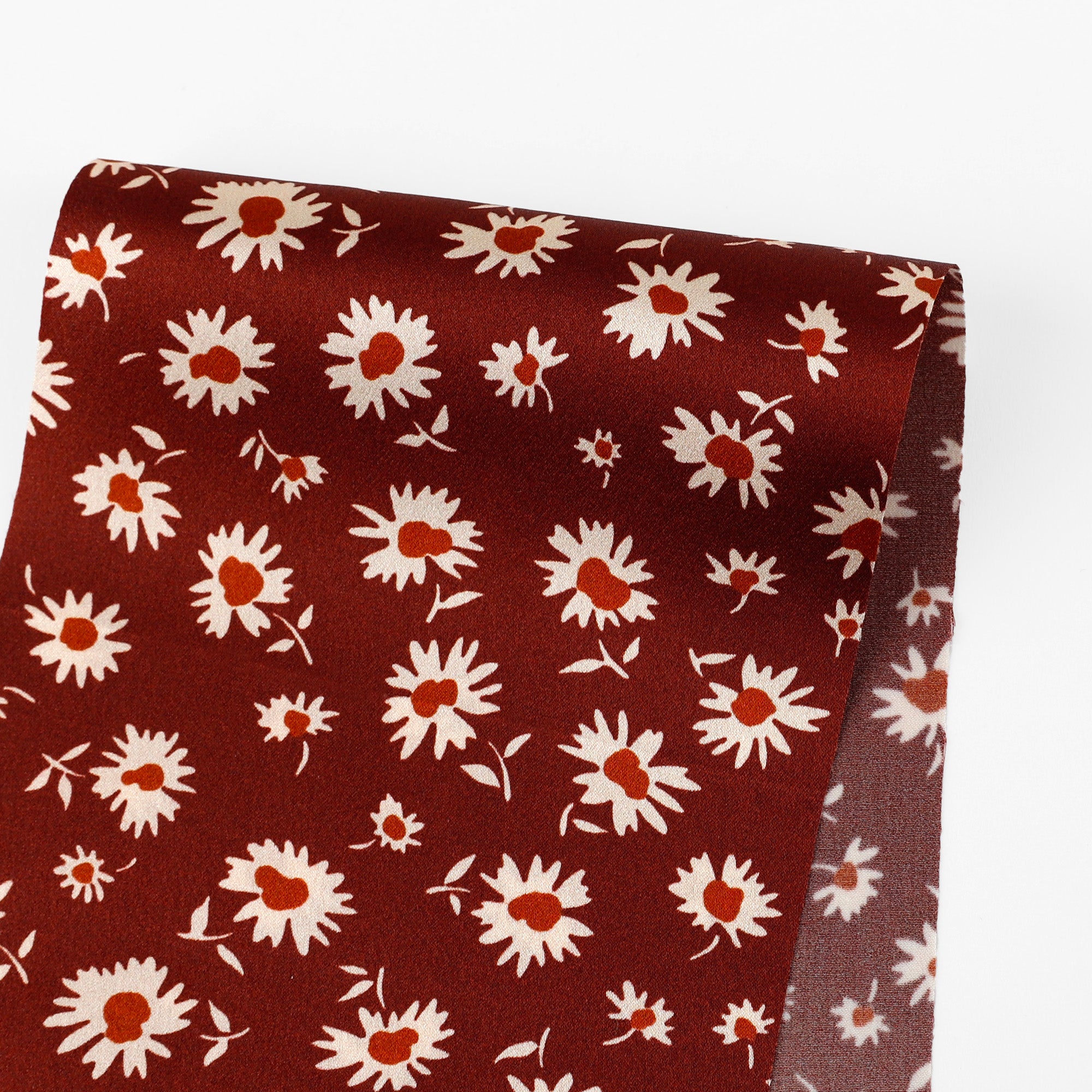 Vintage Daisy Silk Satin - Ruby