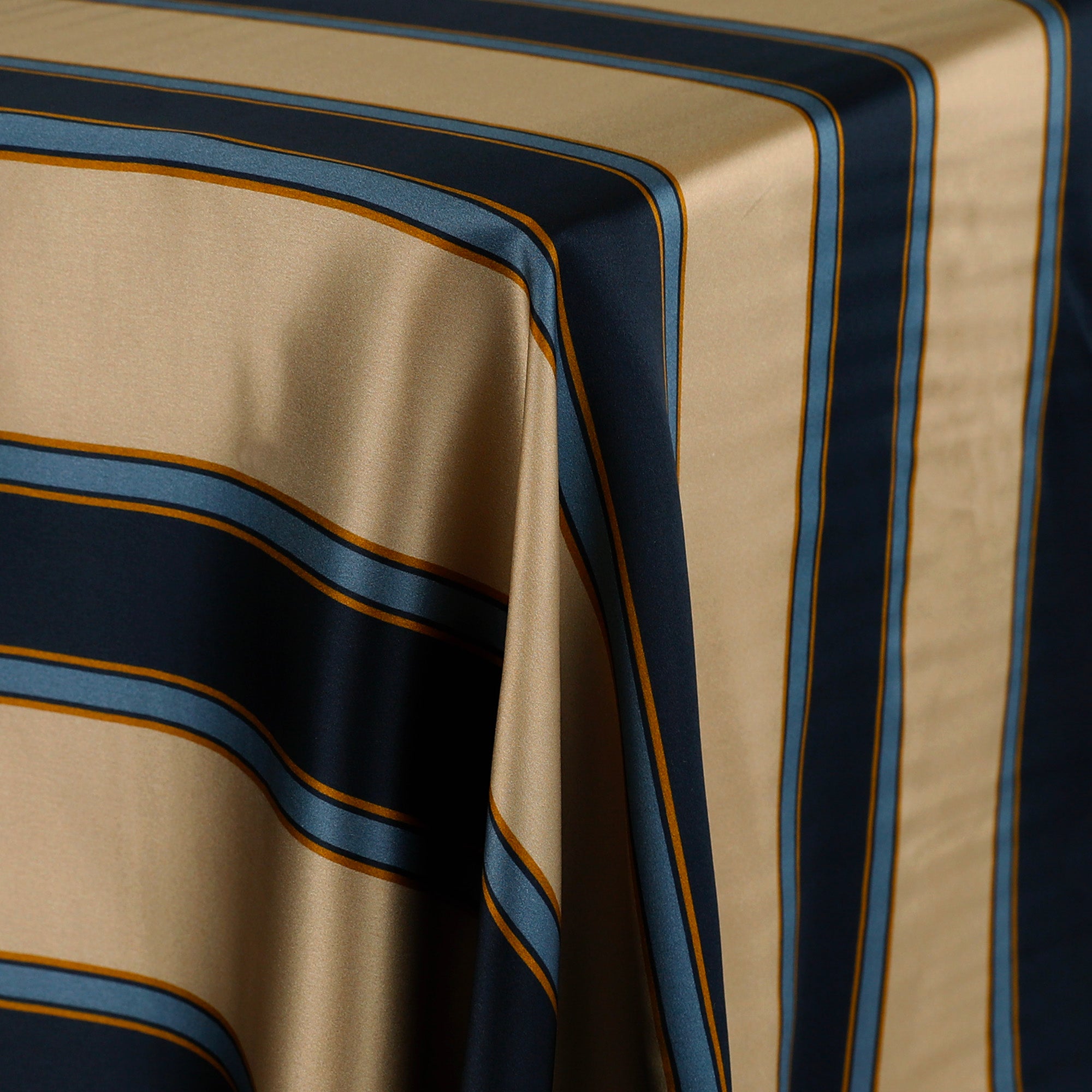 Cello Stripe Silk Satin - Navy/Bronze