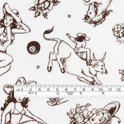 Retro Cowgirl Linen - White/Chocolate