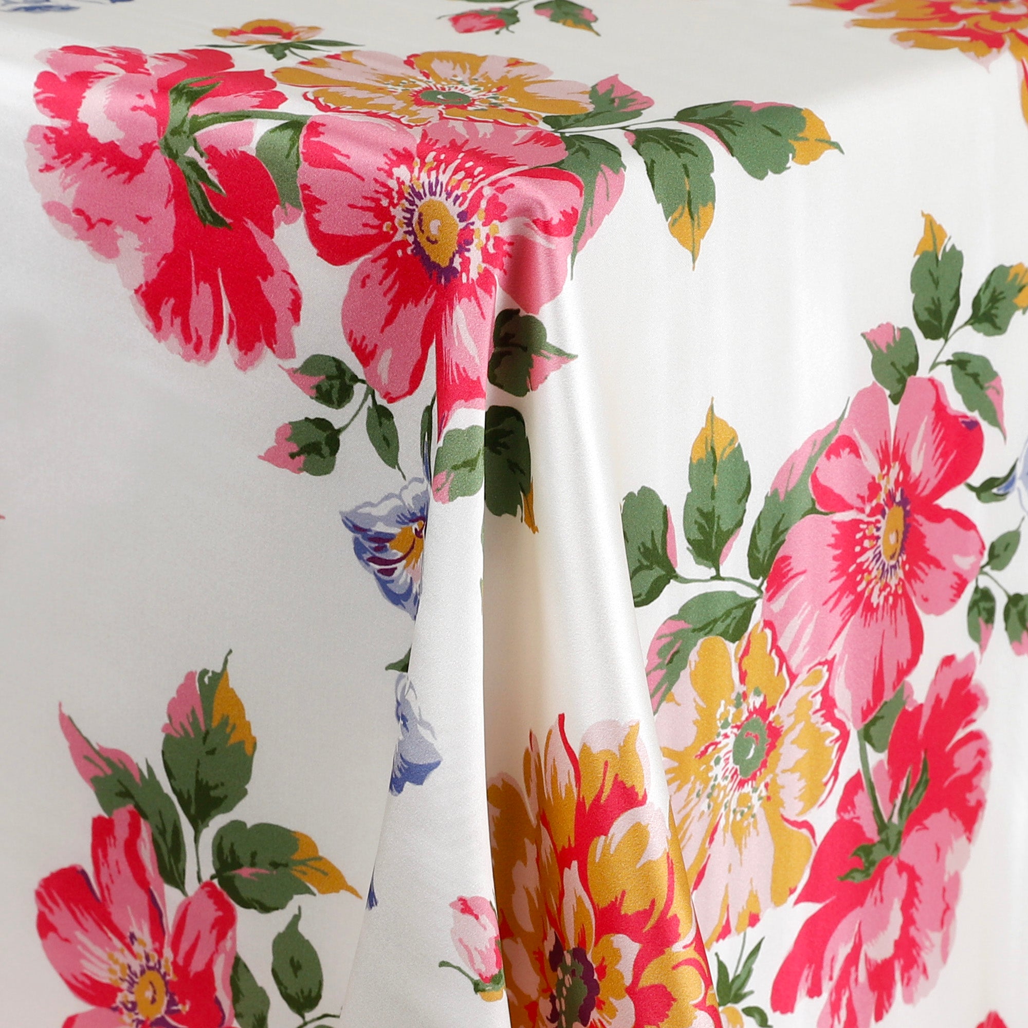 Cottage Flowers Silk Satin - Ivory Mix