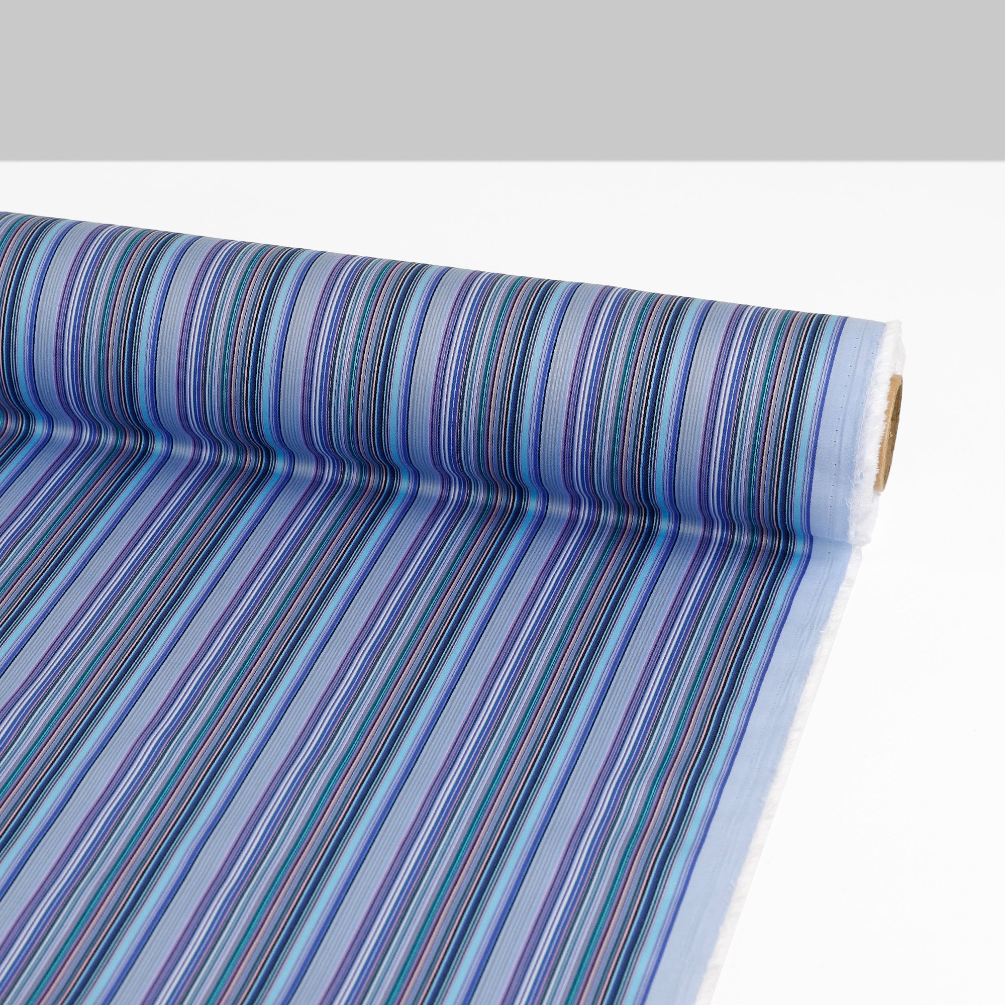 Multi Stripe Stretch Cotton Sateen - Dusk