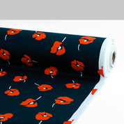 Poppy Stretch Cotton Sateen - Navy/Red