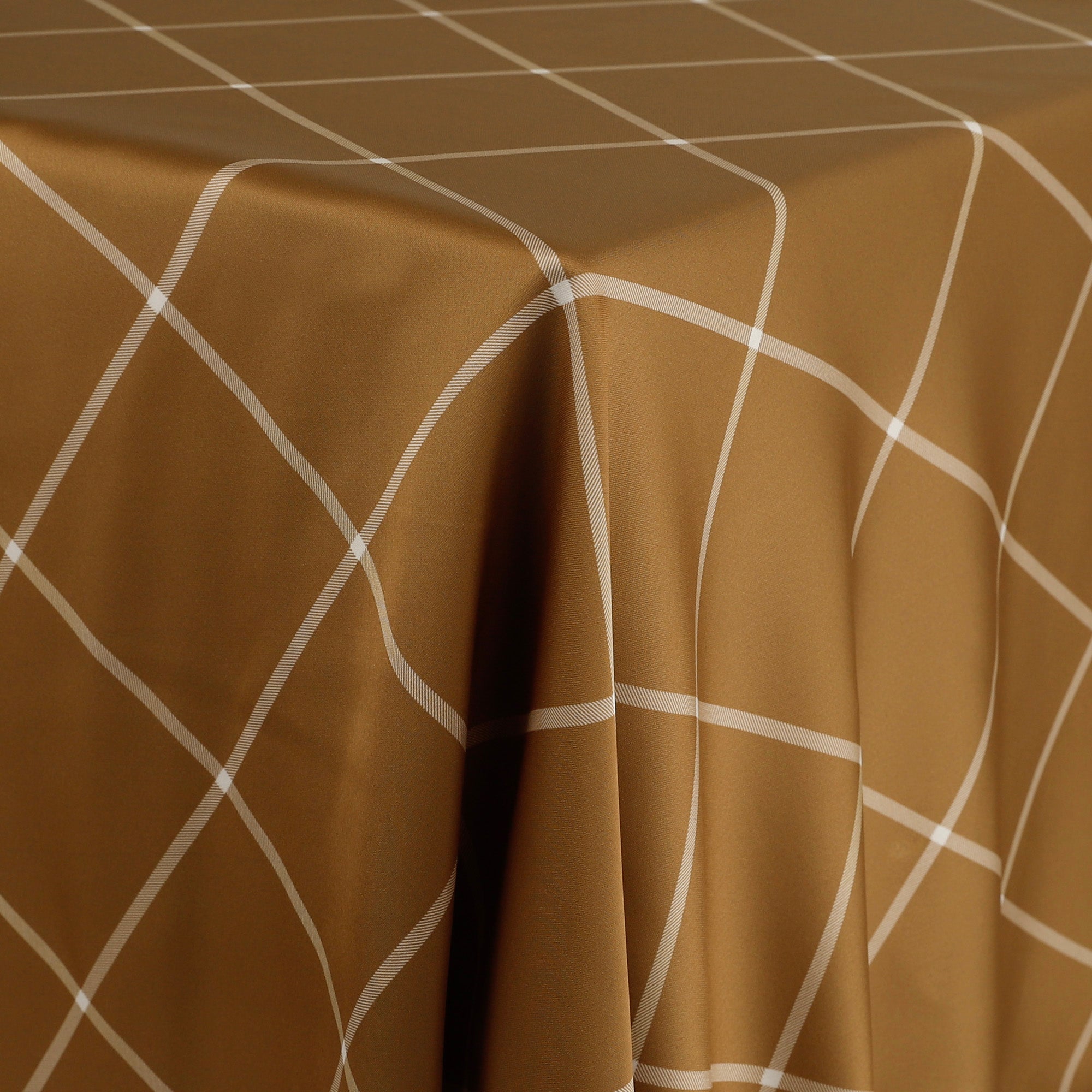 Windowpane Plaid Satin - Caramel