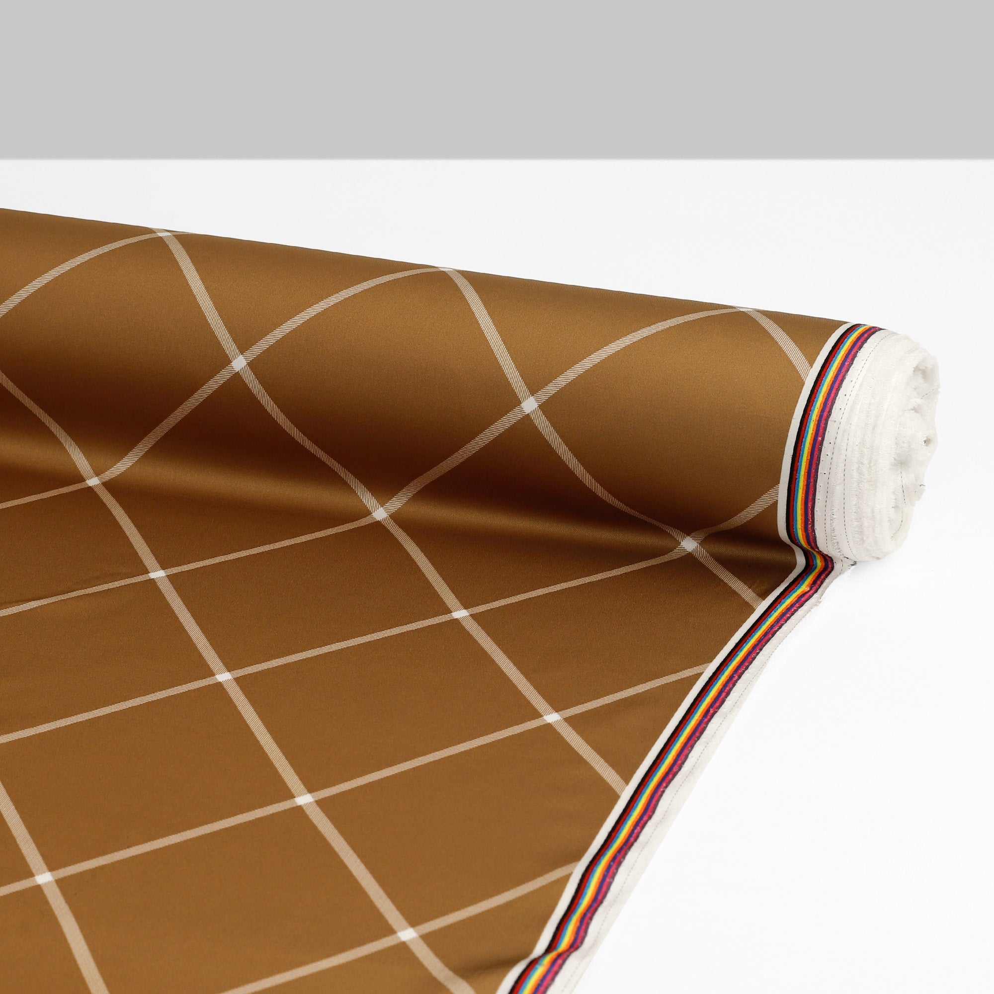 Windowpane Plaid Satin - Caramel