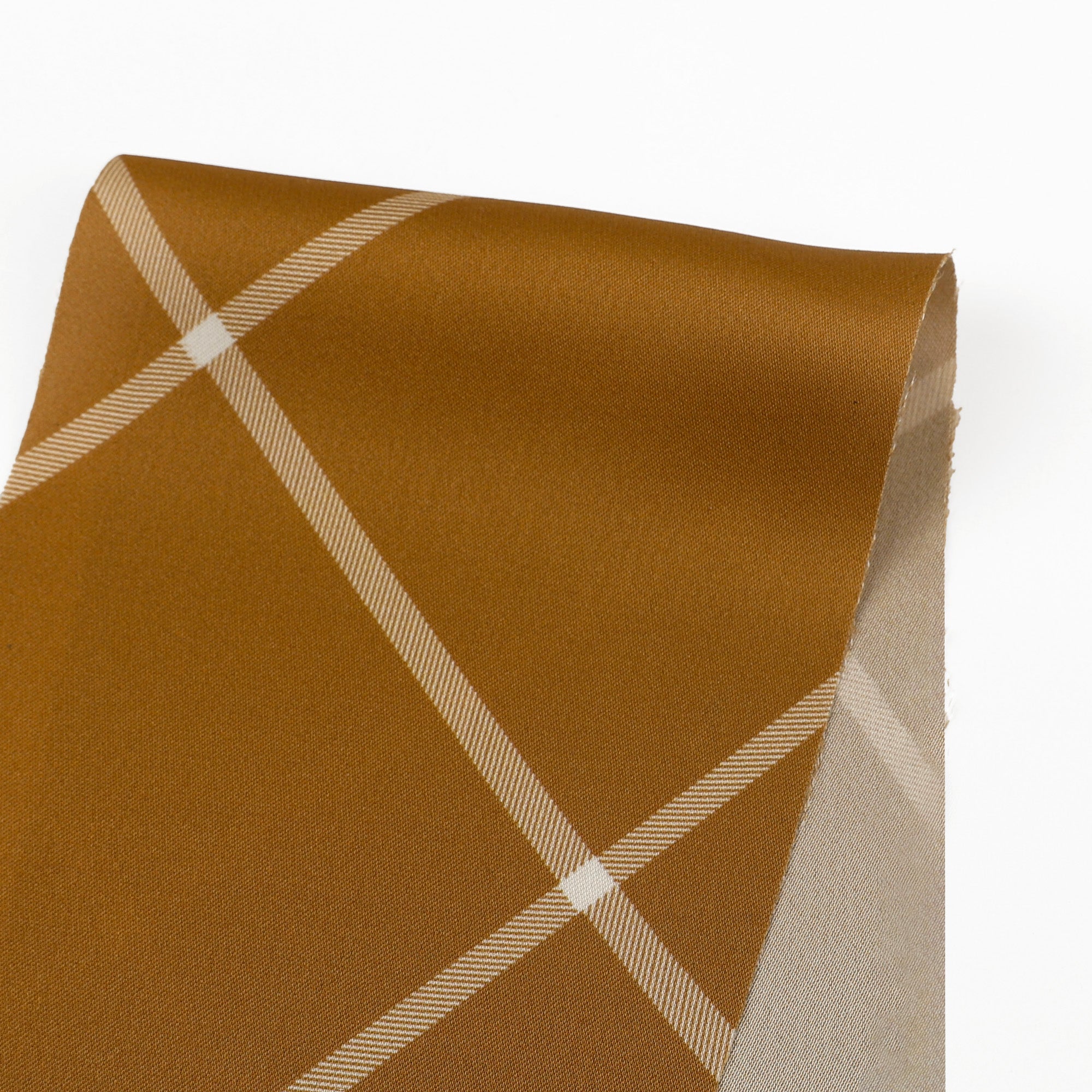 Windowpane Plaid Satin - Caramel