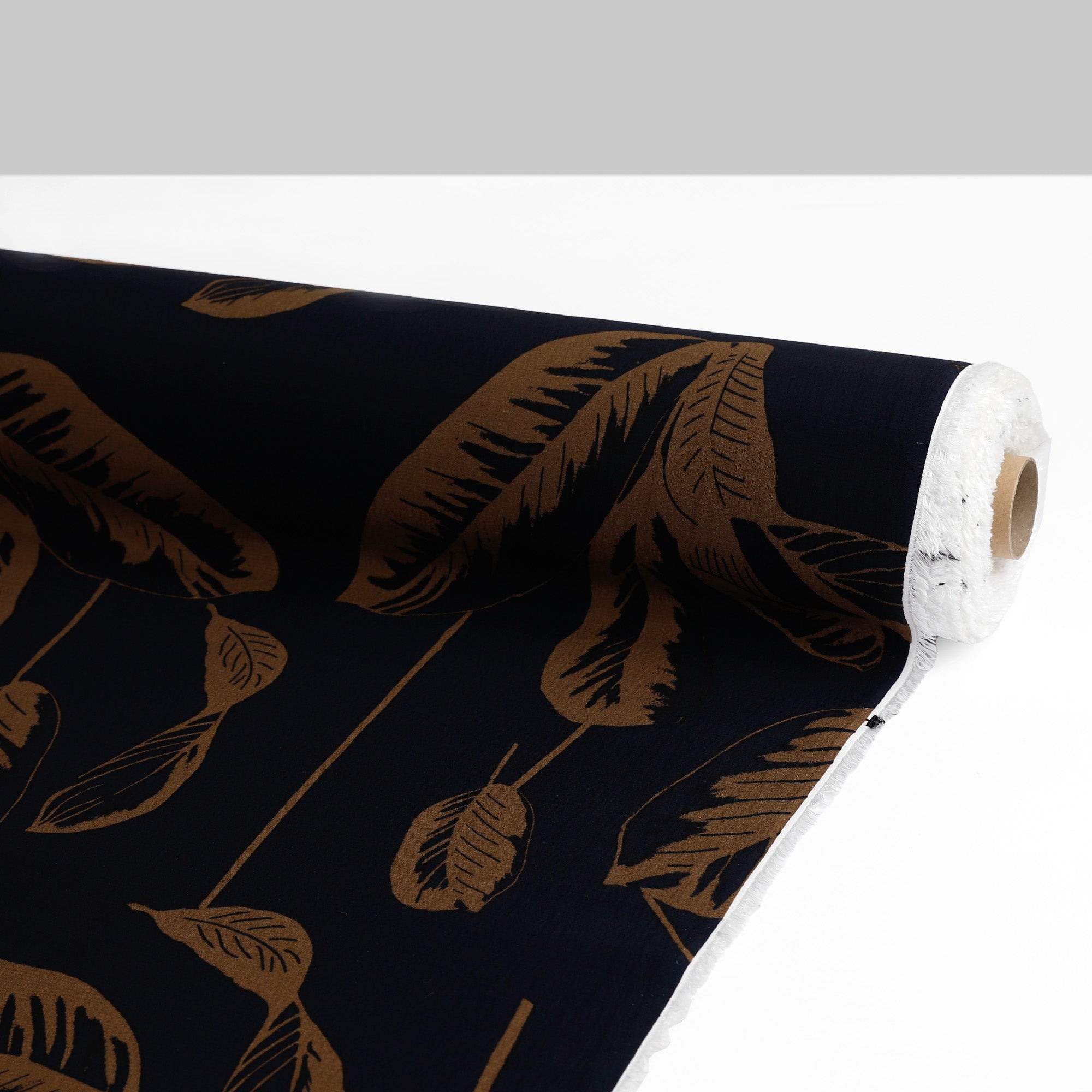 Leafy Viscose Crepe - Cinnamon / Black