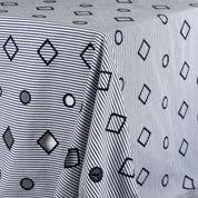 Embroidered Cotton Stripe - Navy Shapes