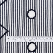 Embroidered Cotton Stripe - Navy Shapes