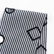 Embroidered Cotton Stripe - Navy Shapes