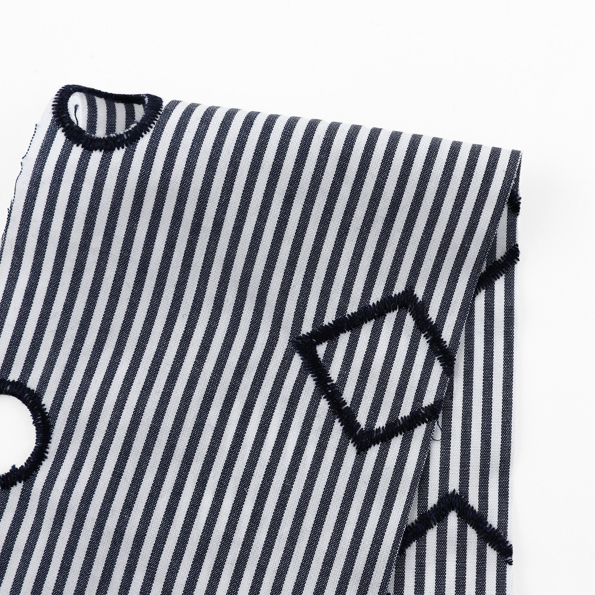 Embroidered Cotton Stripe - Navy Shapes