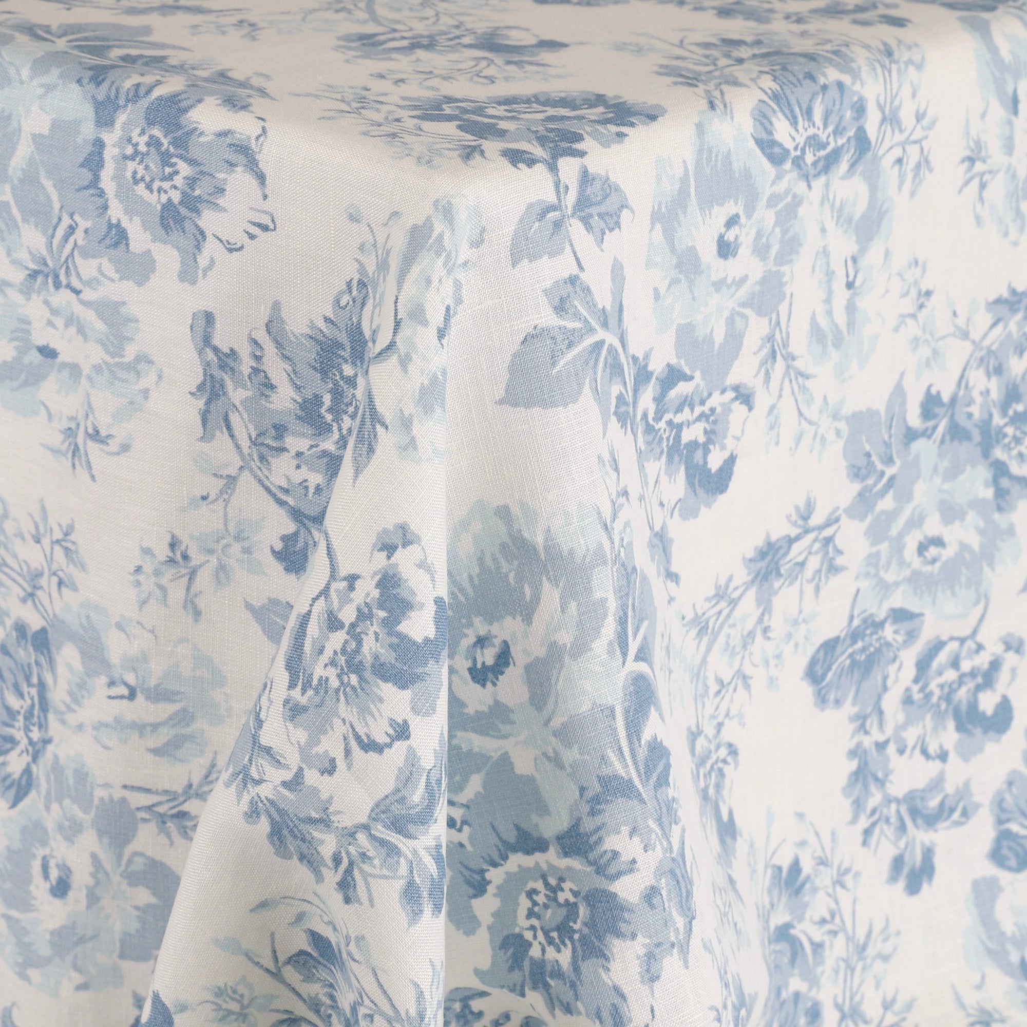 Teacup Floral Linen - Baby Blue