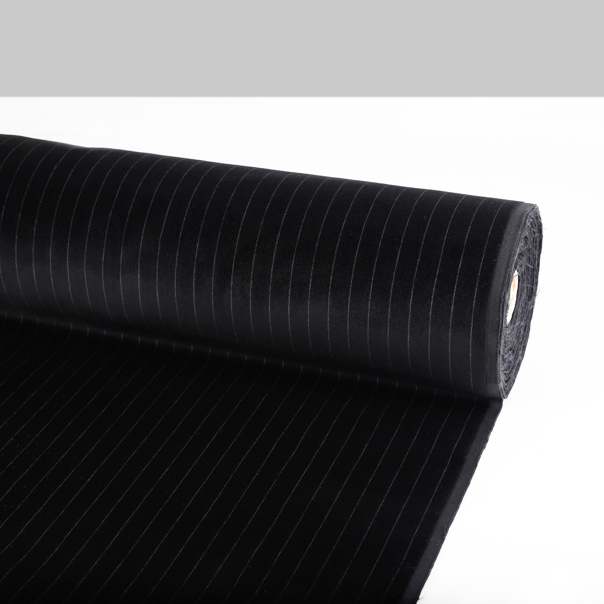 Pinstripe Velveteen - Ebony
