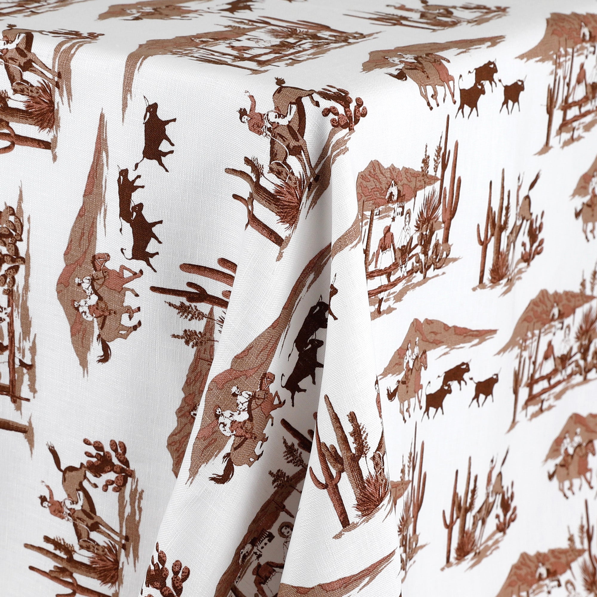 Retro Ranch Linen - White/Chocolate