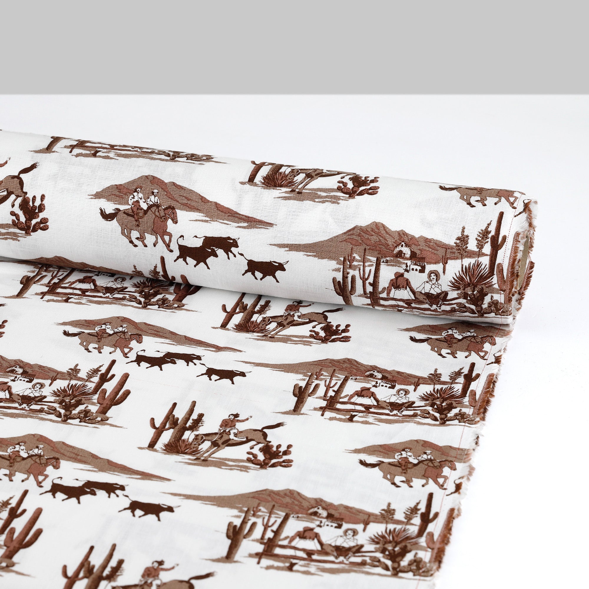 Retro Ranch Linen - White/Chocolate