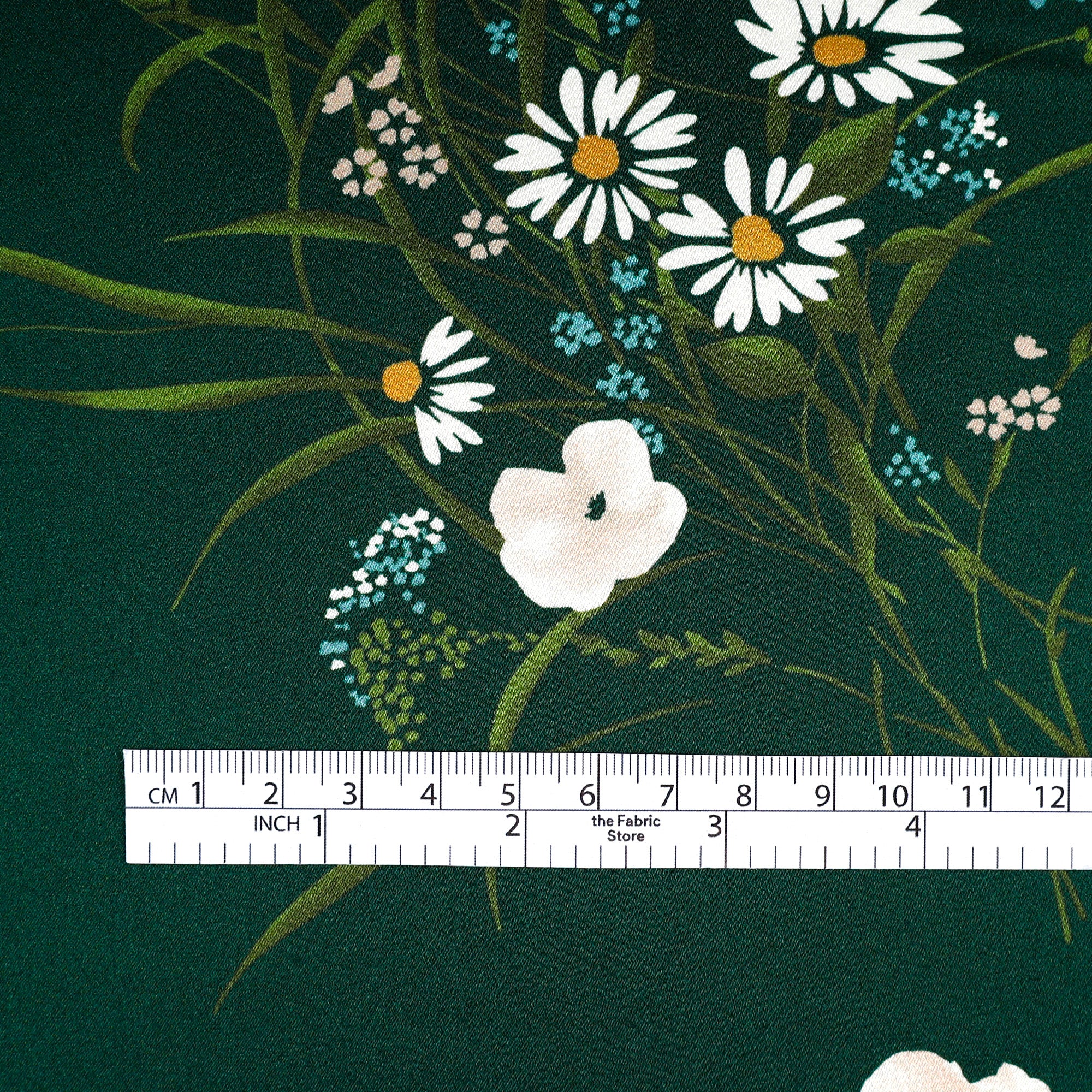 Meadow Blooms Silk Satin - Emerald