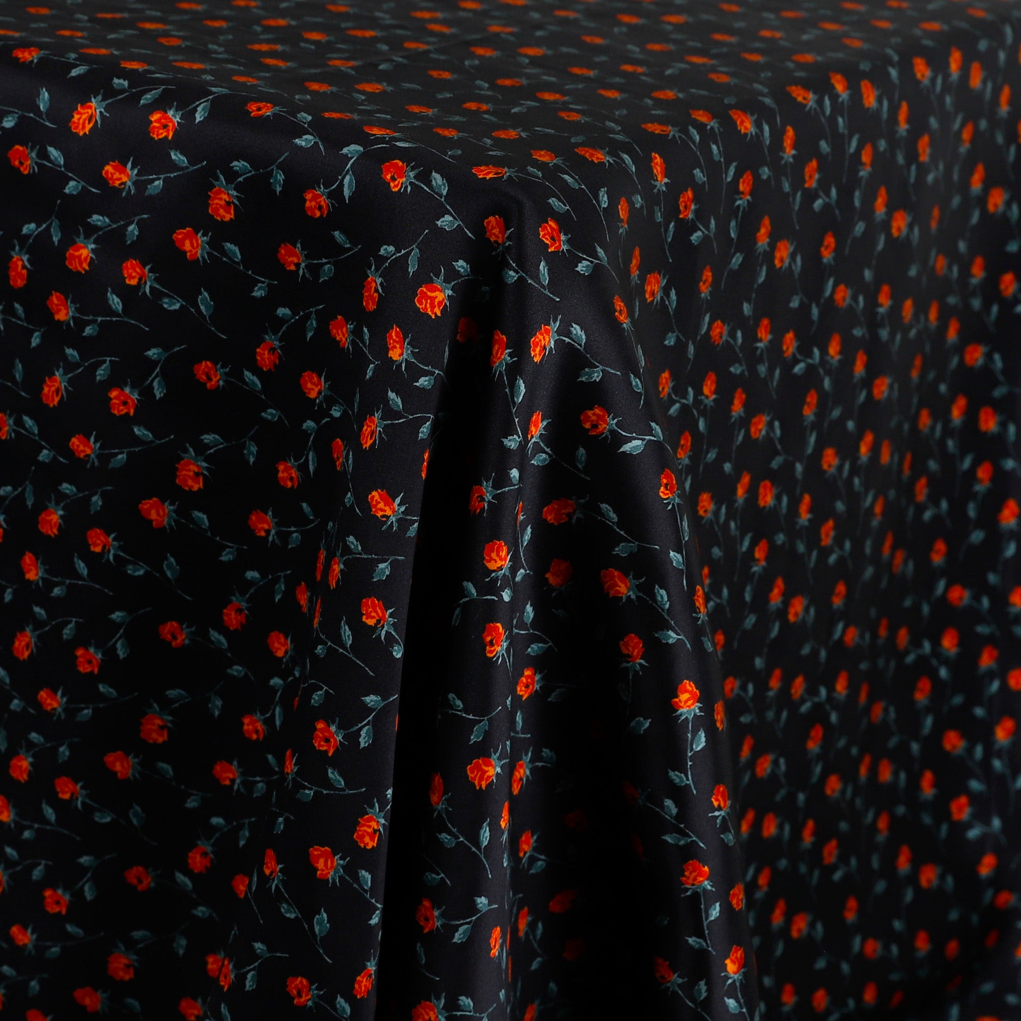 Mini Rose Silk Satin - Black Floral