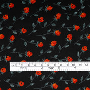 Mini Rose Silk Satin - Black Floral