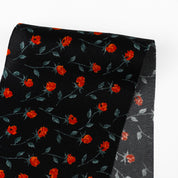 Mini Rose Silk Satin - Black Floral