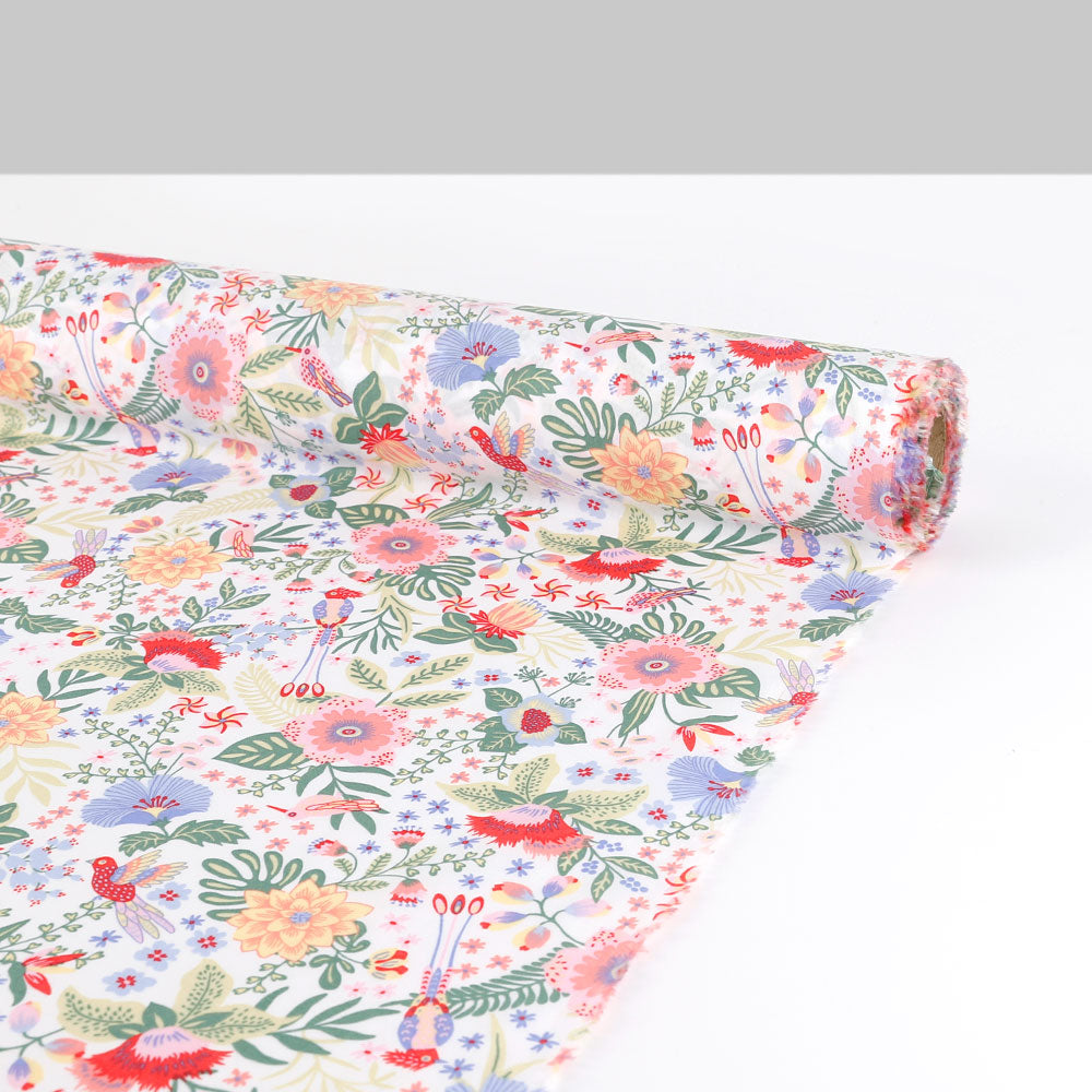 Birds Paradise Cotton - Green / Pink