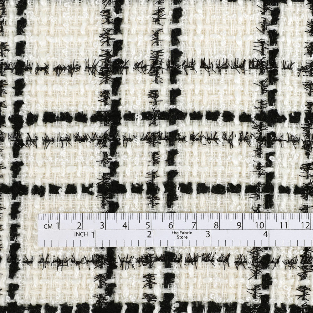 Shimmer Check Tweed - Black/White – The Fabric Store NZ