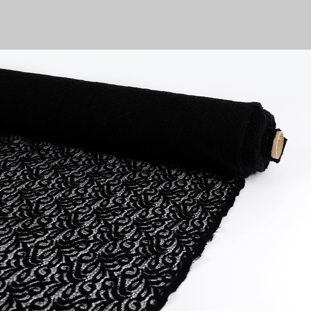 Flourishing Fronds Cotton / Nylon Lace - Black
