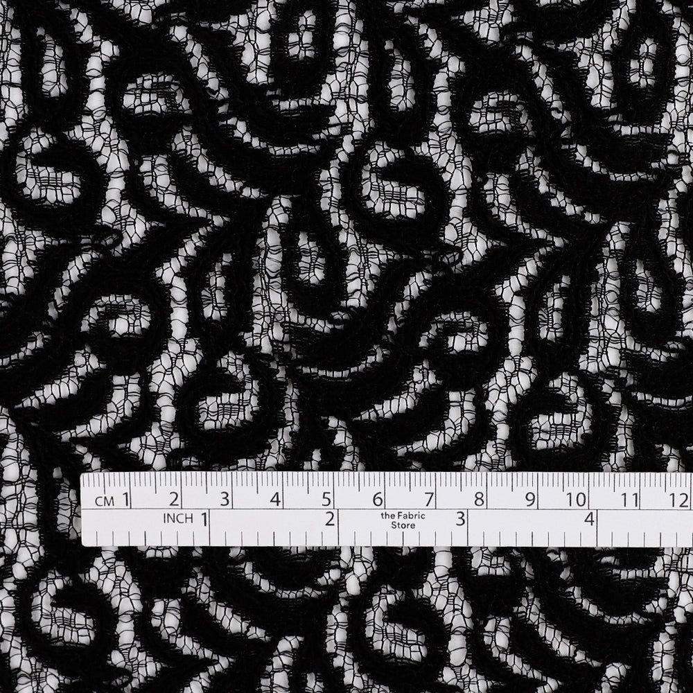 Flourishing Fronds Cotton / Nylon Lace - Black
