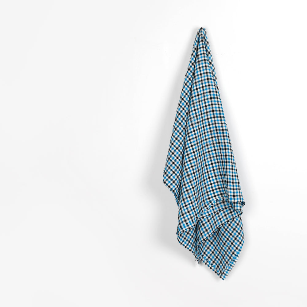 Lightweight Tattersall Check Linen - Capri