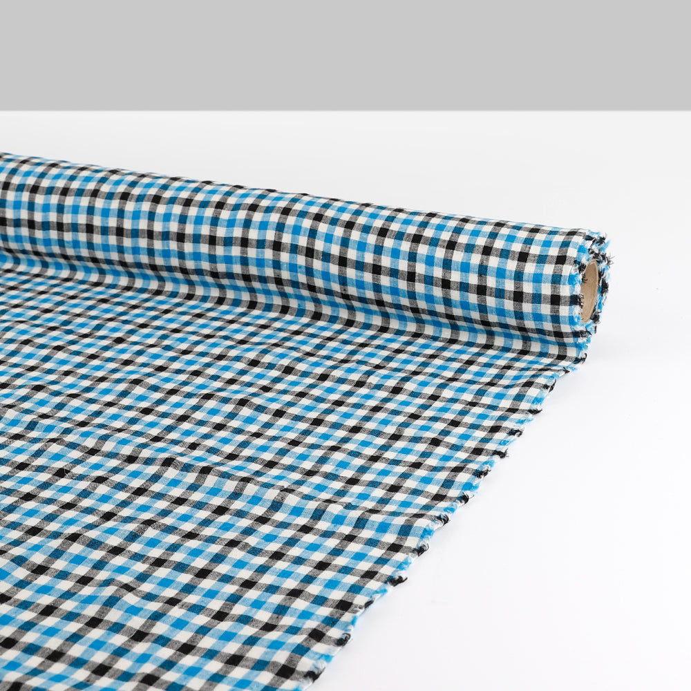 Lightweight Tattersall Check Linen - Capri