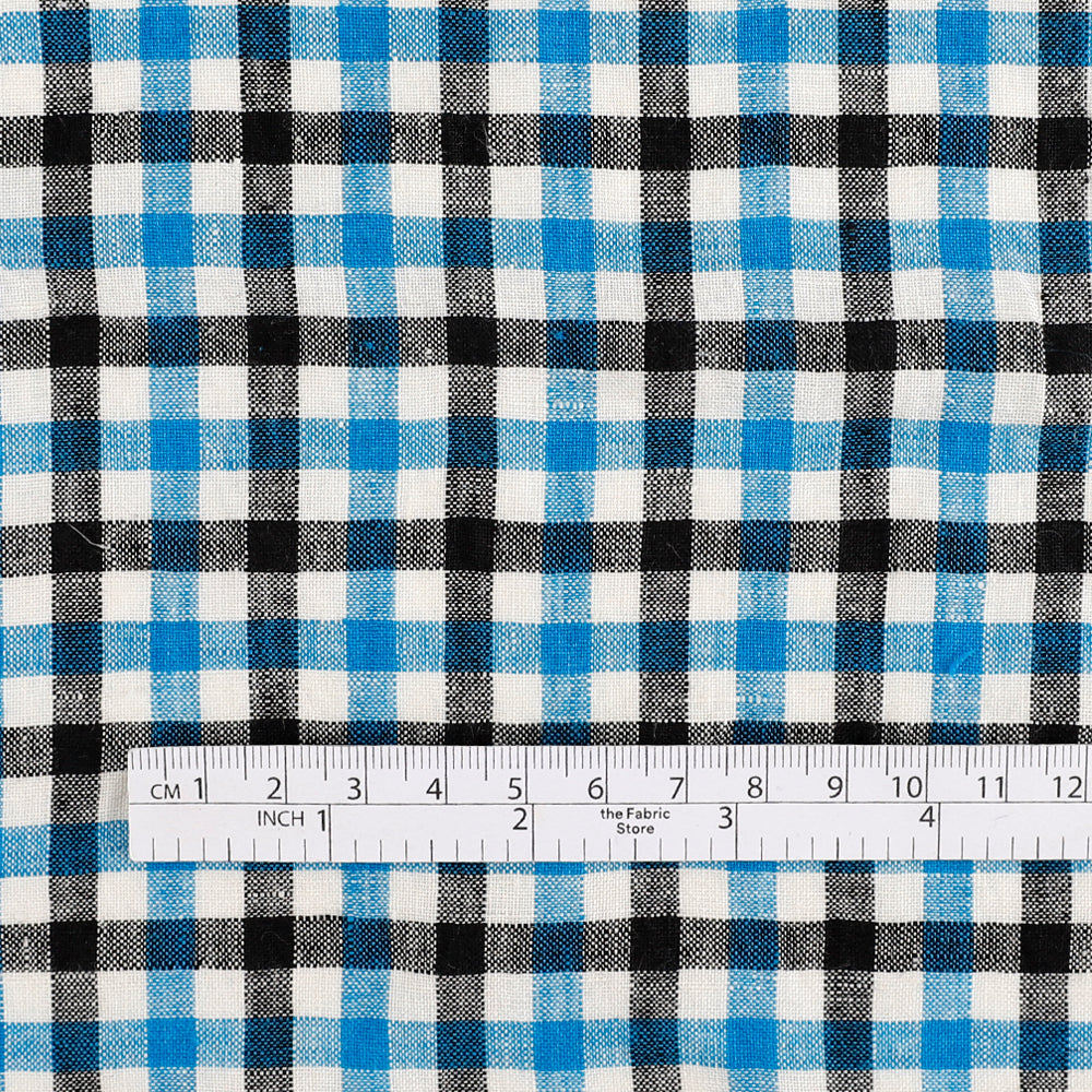 Lightweight Tattersall Check Linen - Capri