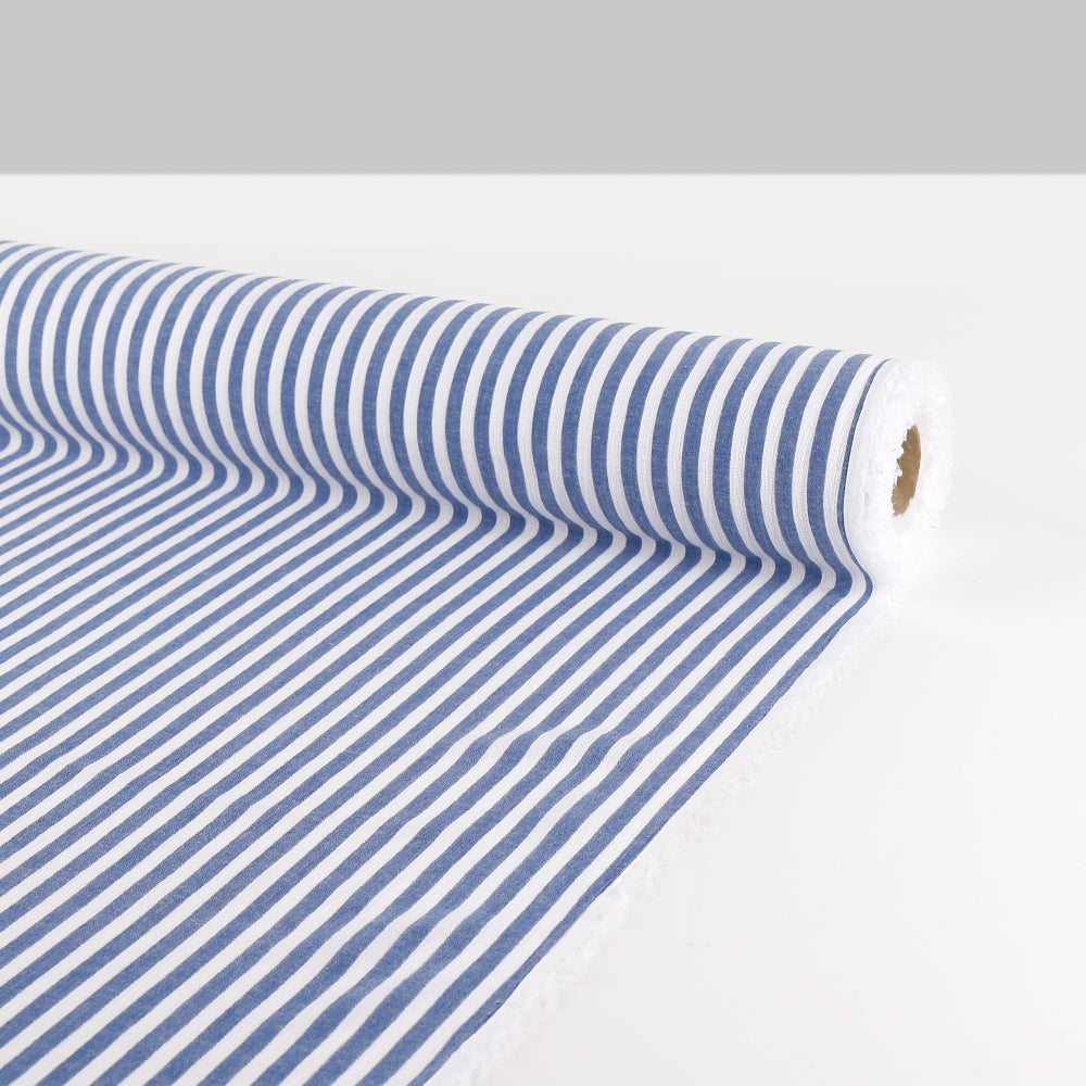 Summer Stripe Cotton / Rayon - Denim