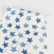 Star Stamp Viscose Crepe - Blue (remnant)