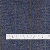 Pinstripe Herringbone Wool Blend Suiting - Marine Mix