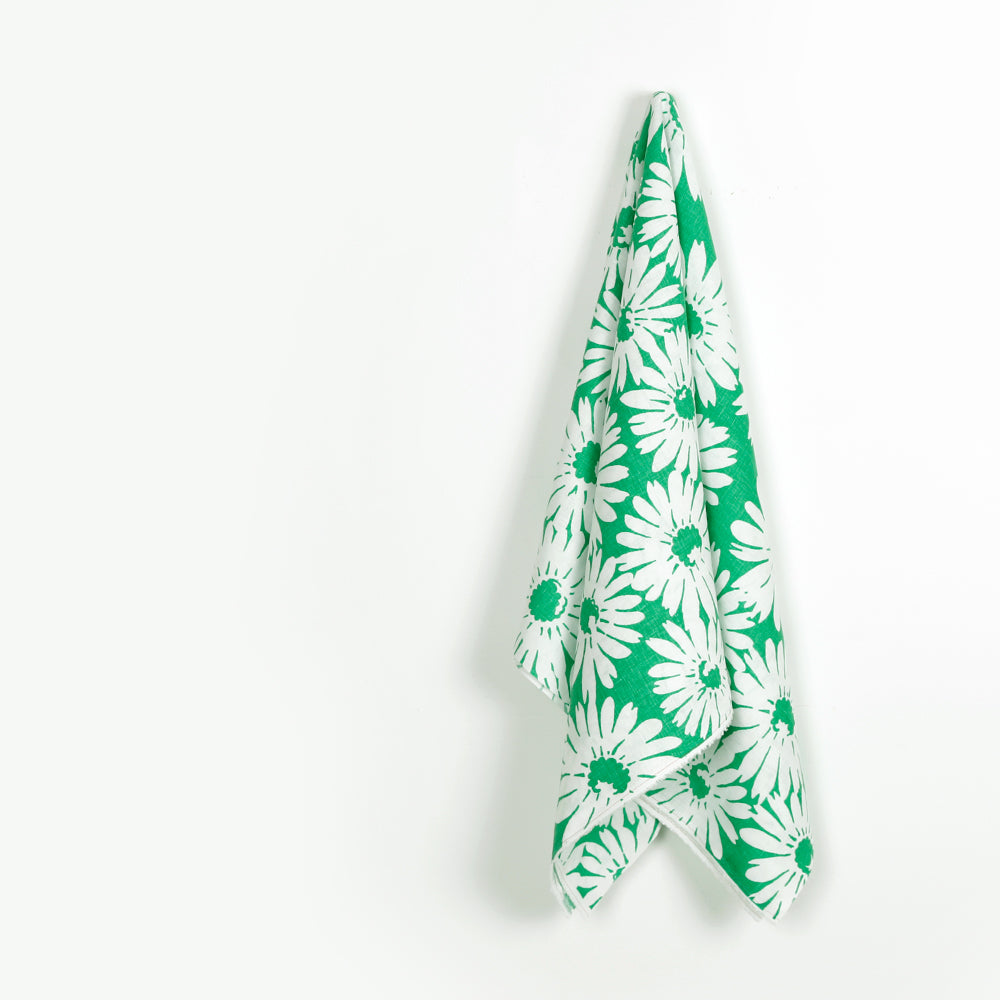Bold Gerbera Midweight Linen - Emerald